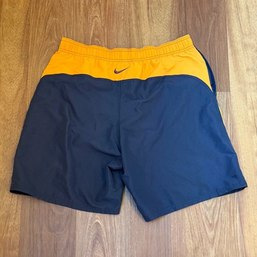 2010s Nike Gray & Yellow Swim Trunk Shorts Men's Size Large